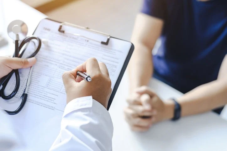 Clinician reviewing medical information